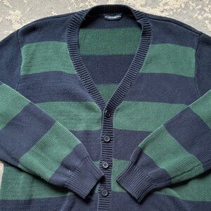 BRANDY MELVILLE Navy and Green Striped Sweater